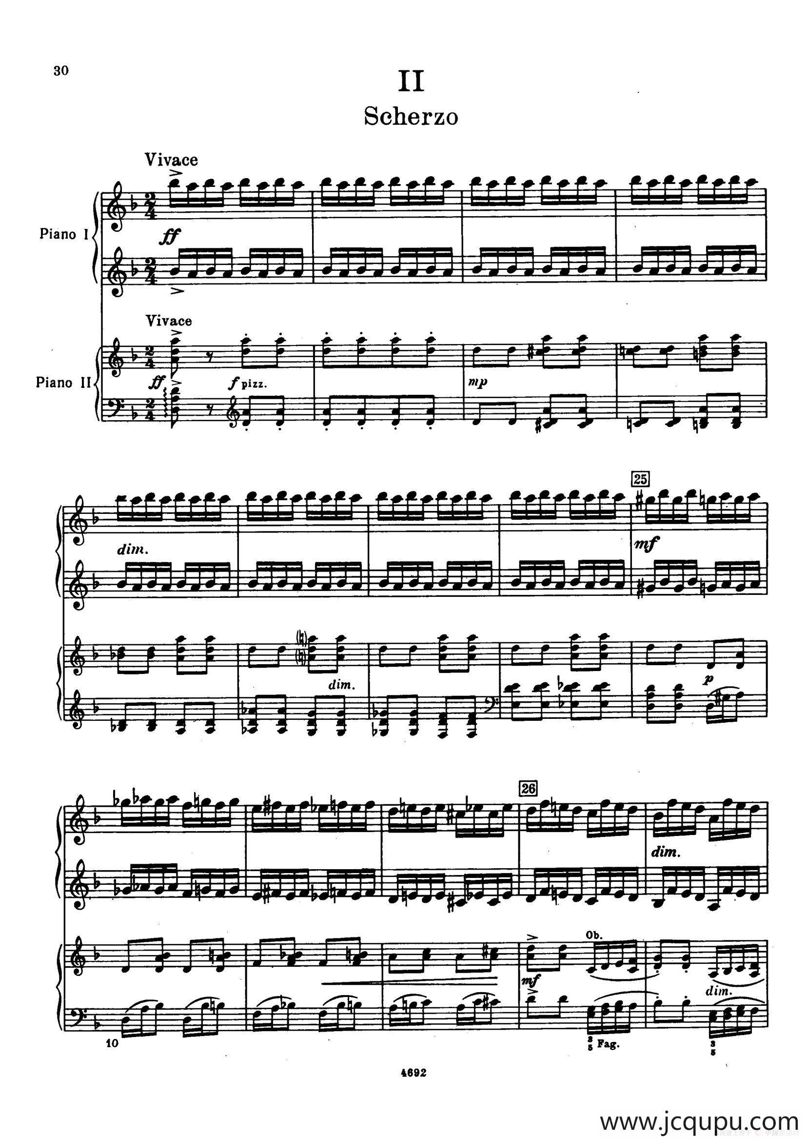 Piano Concerto No.2 in g Minor Op.16（g小调第二钢琴协奏曲·Ⅱ·双钢琴）简谱