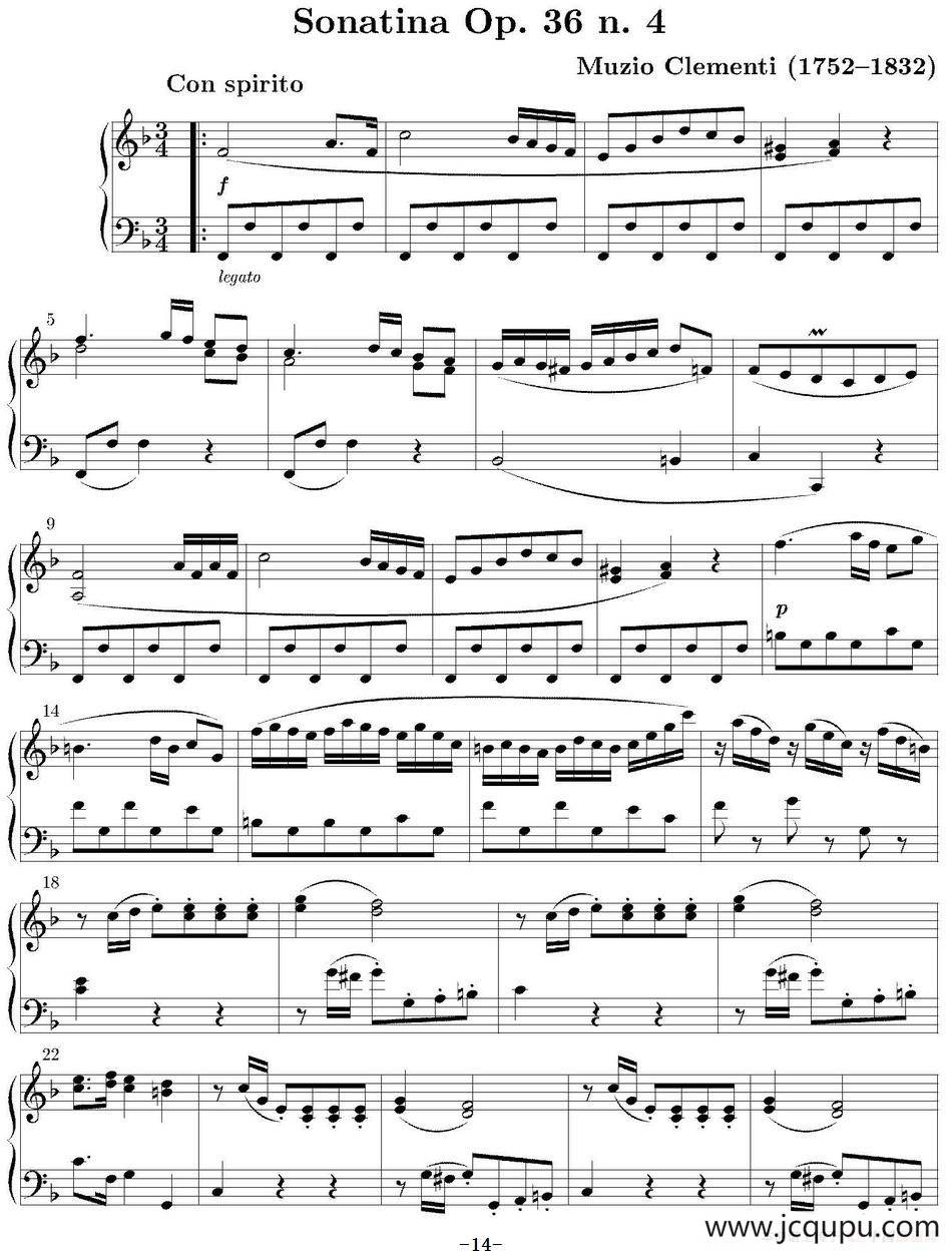 6 Sonatinas Op.36（6首钢琴小奏鸣曲-4）简谱