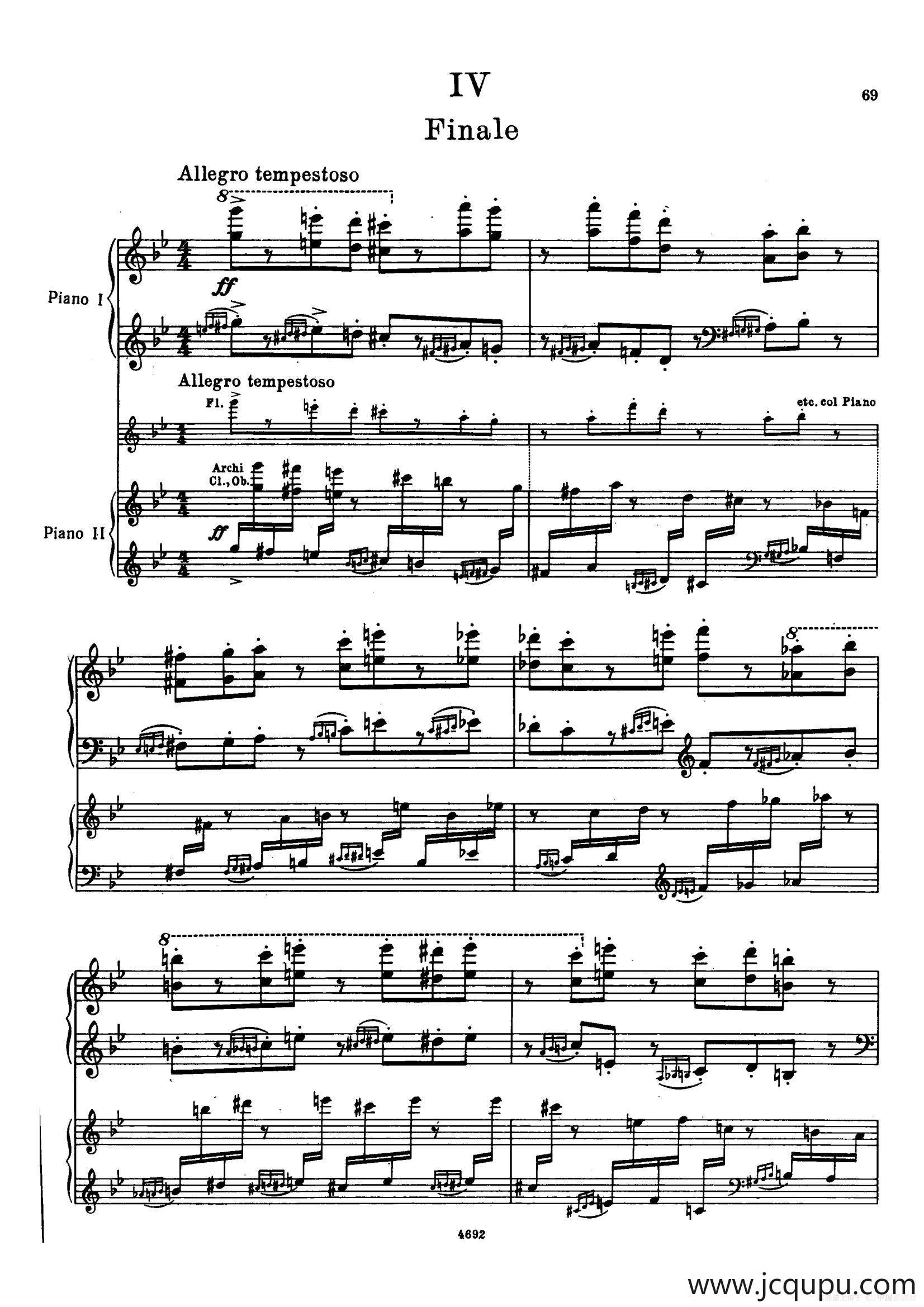 Piano Concerto No.2 in g Minor Op.16（g小调第二钢琴协奏曲·Ⅳ·双钢琴）简谱