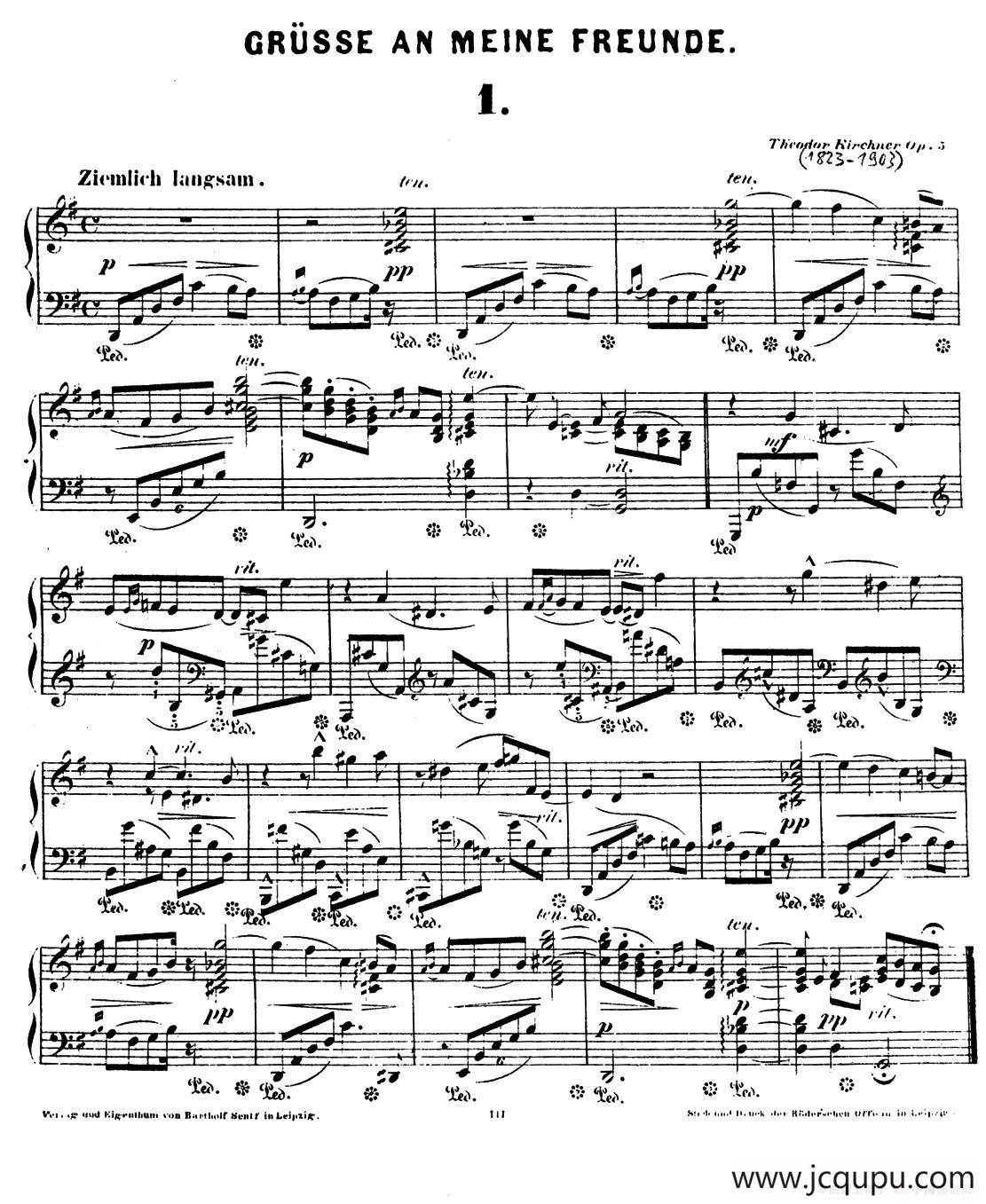 Gruesse An Meine Freunde Op.5（致朋友们的问候·1）简谱