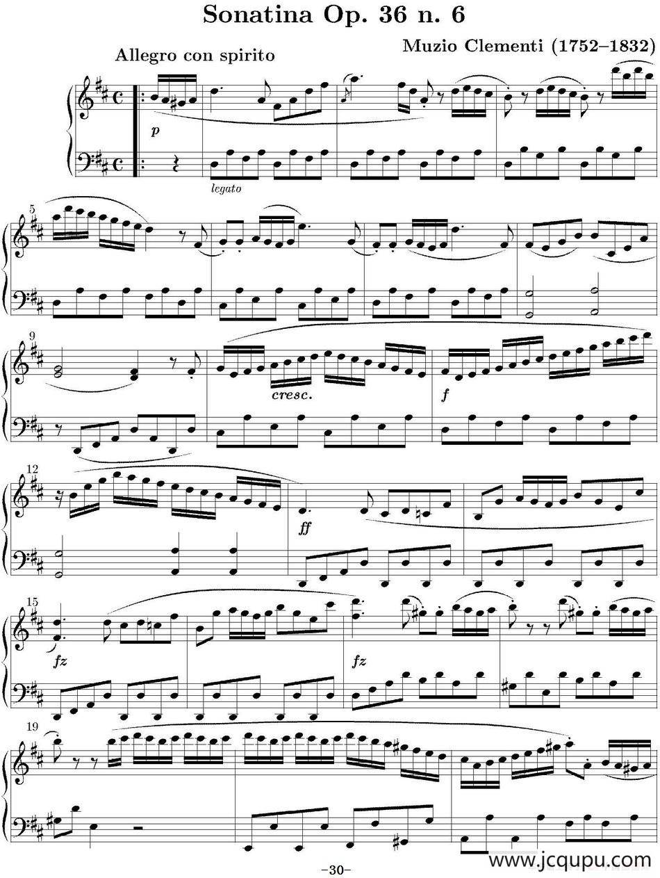 6 Sonatinas Op.36（6首钢琴小奏鸣曲-6）简谱