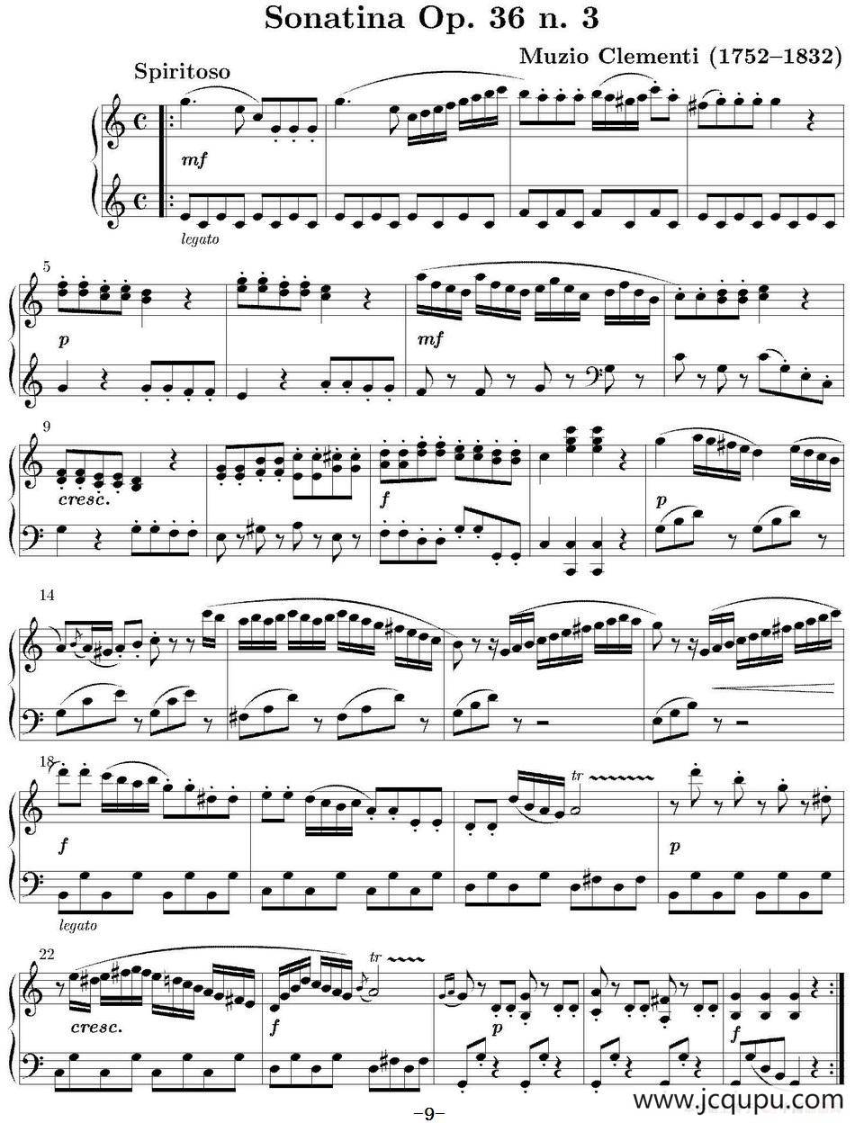 6 Sonatinas Op.36（6首钢琴小奏鸣曲-3）简谱