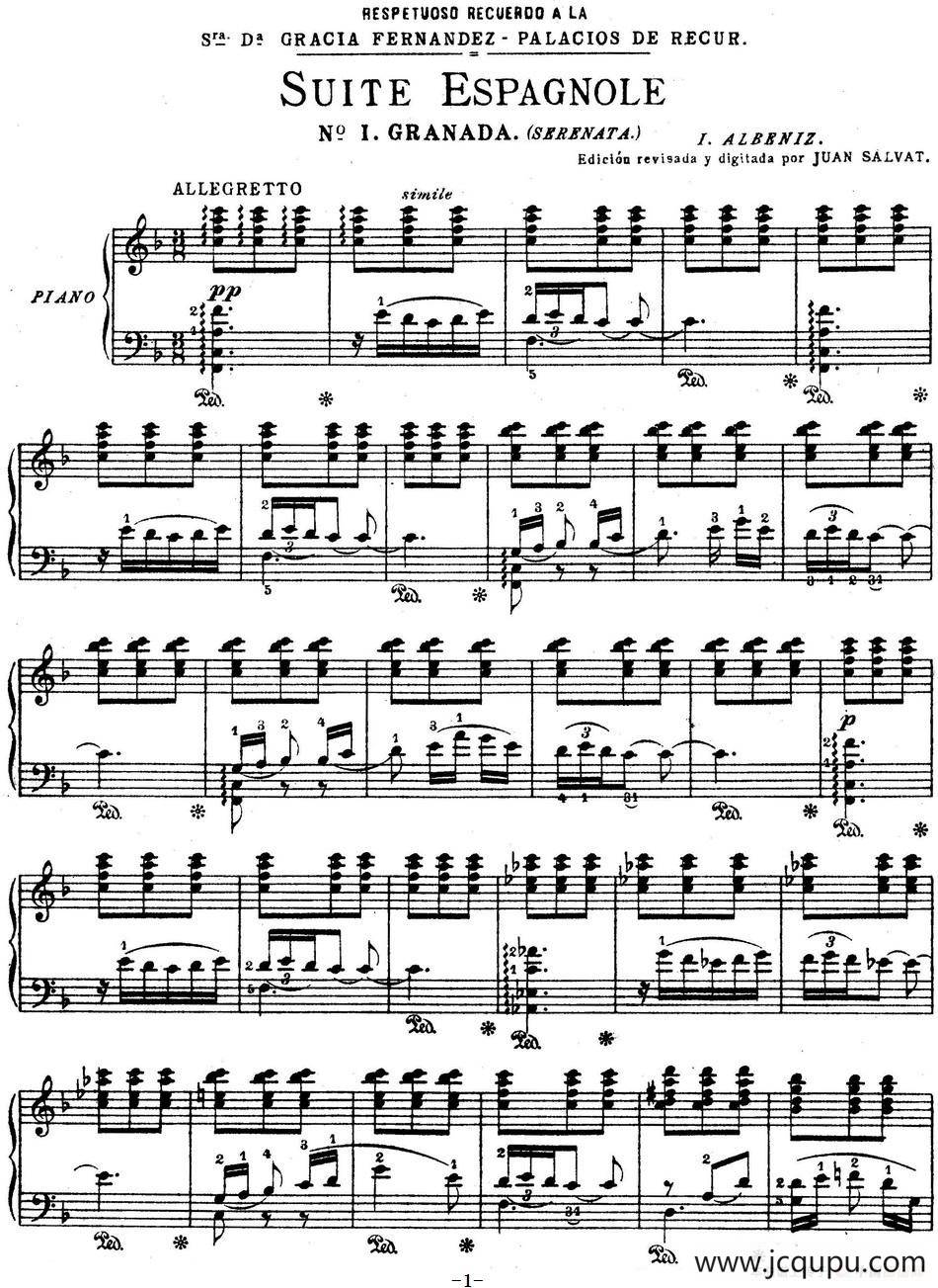 Suite Espanola Op.47（西班牙组曲·Ⅰ）简谱