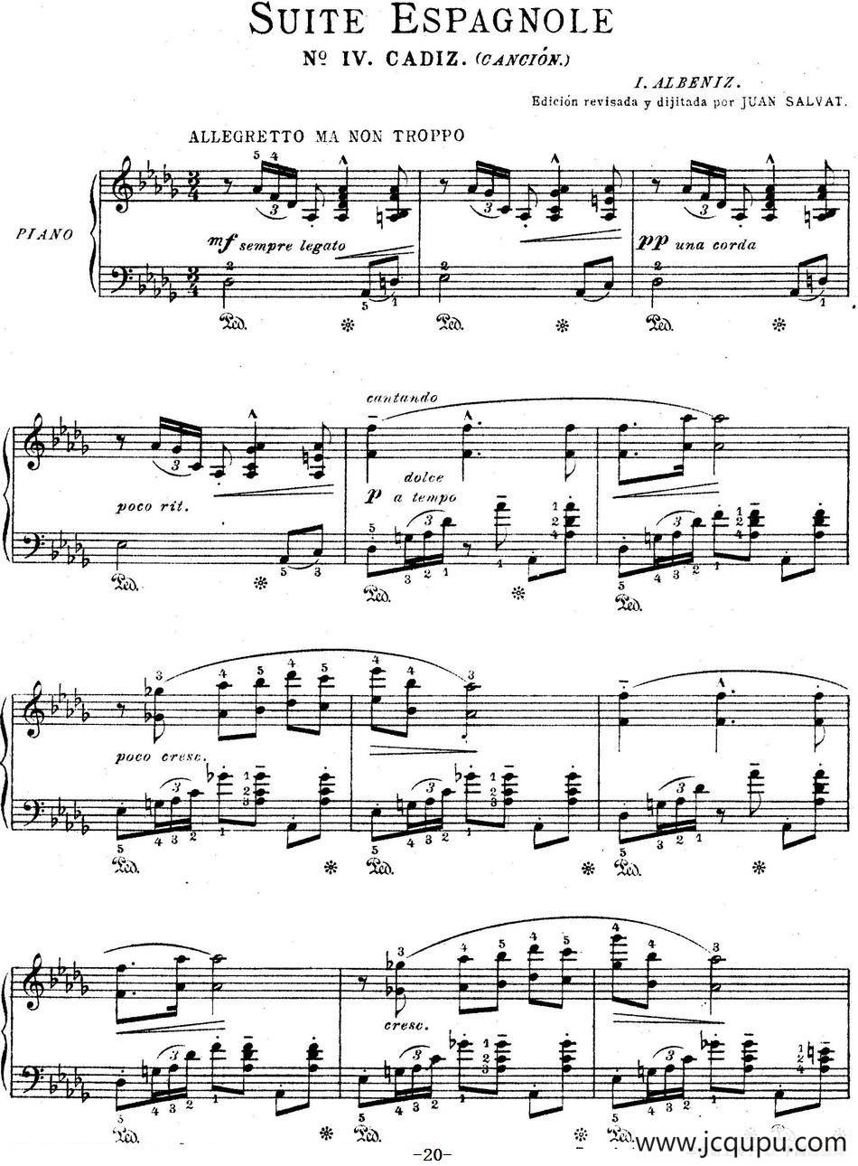 Suite Espanola Op.47（西班牙组曲·Ⅳ）简谱