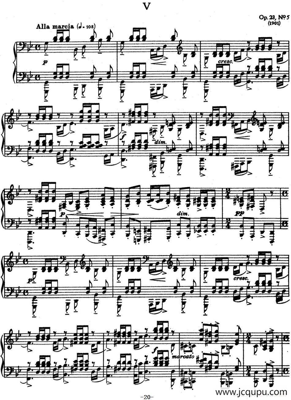10 Preludes Op.23（拉赫玛尼诺夫10首前奏曲·Ⅴ）简谱