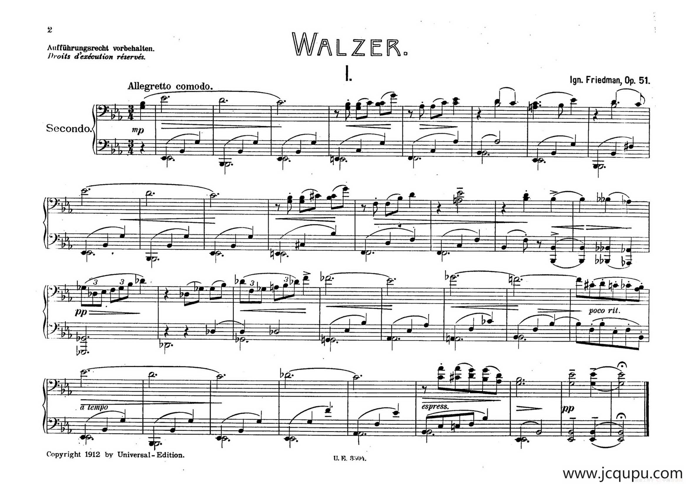 5 Waltzes Op.51-4 Hands（5首圆舞曲-四手联弹）简谱