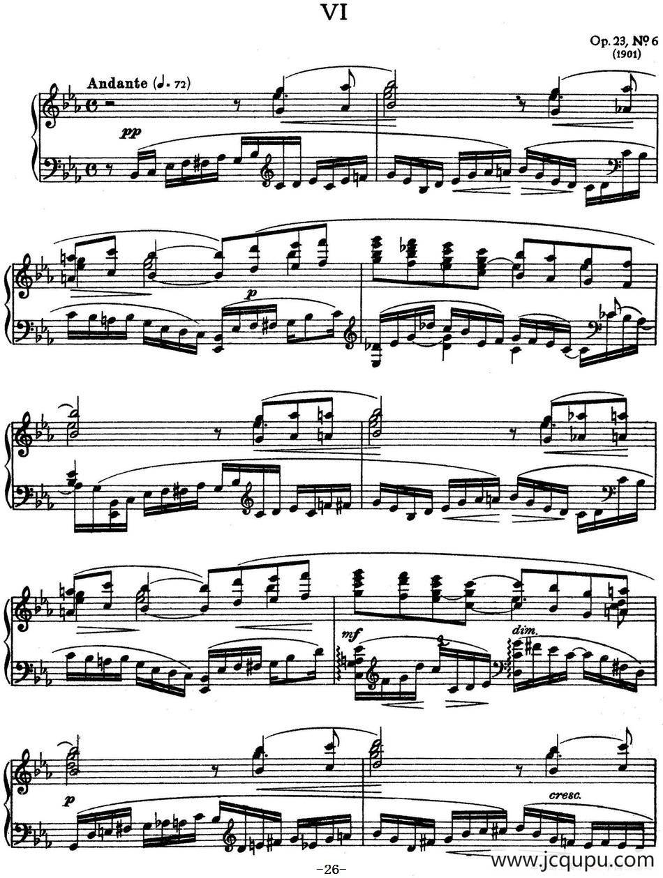10 Preludes Op.23（拉赫玛尼诺夫10首前奏曲·Ⅵ）简谱