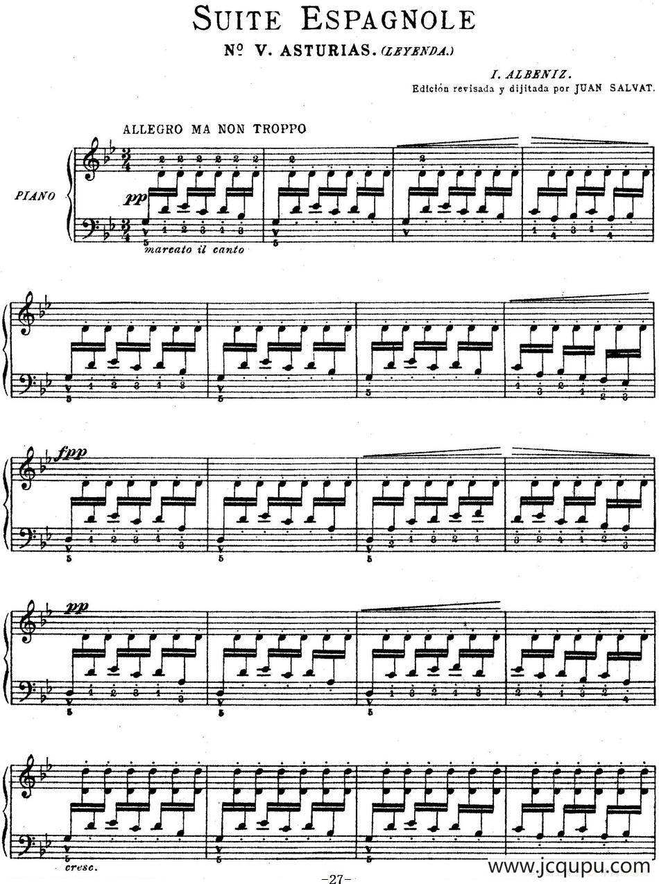 Suite Espanola Op.47（西班牙组曲·Ⅴ）简谱