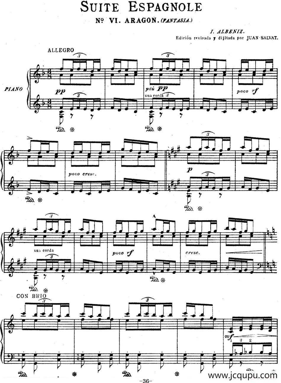 Suite Espanola Op.47（西班牙组曲·Ⅵ）简谱