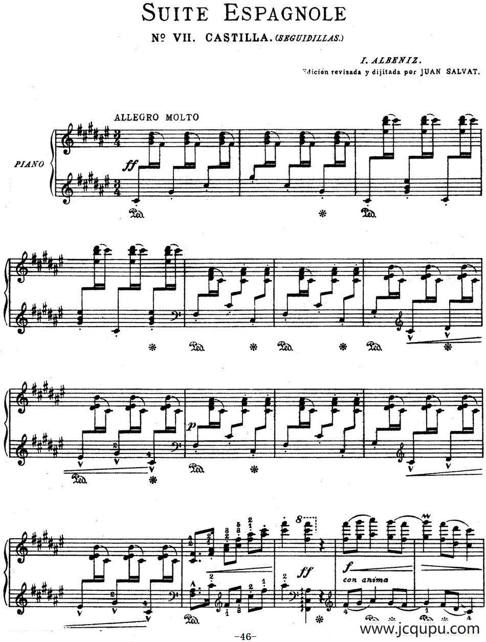 Suite Espanola Op.47（西班牙组曲·Ⅶ）简谱