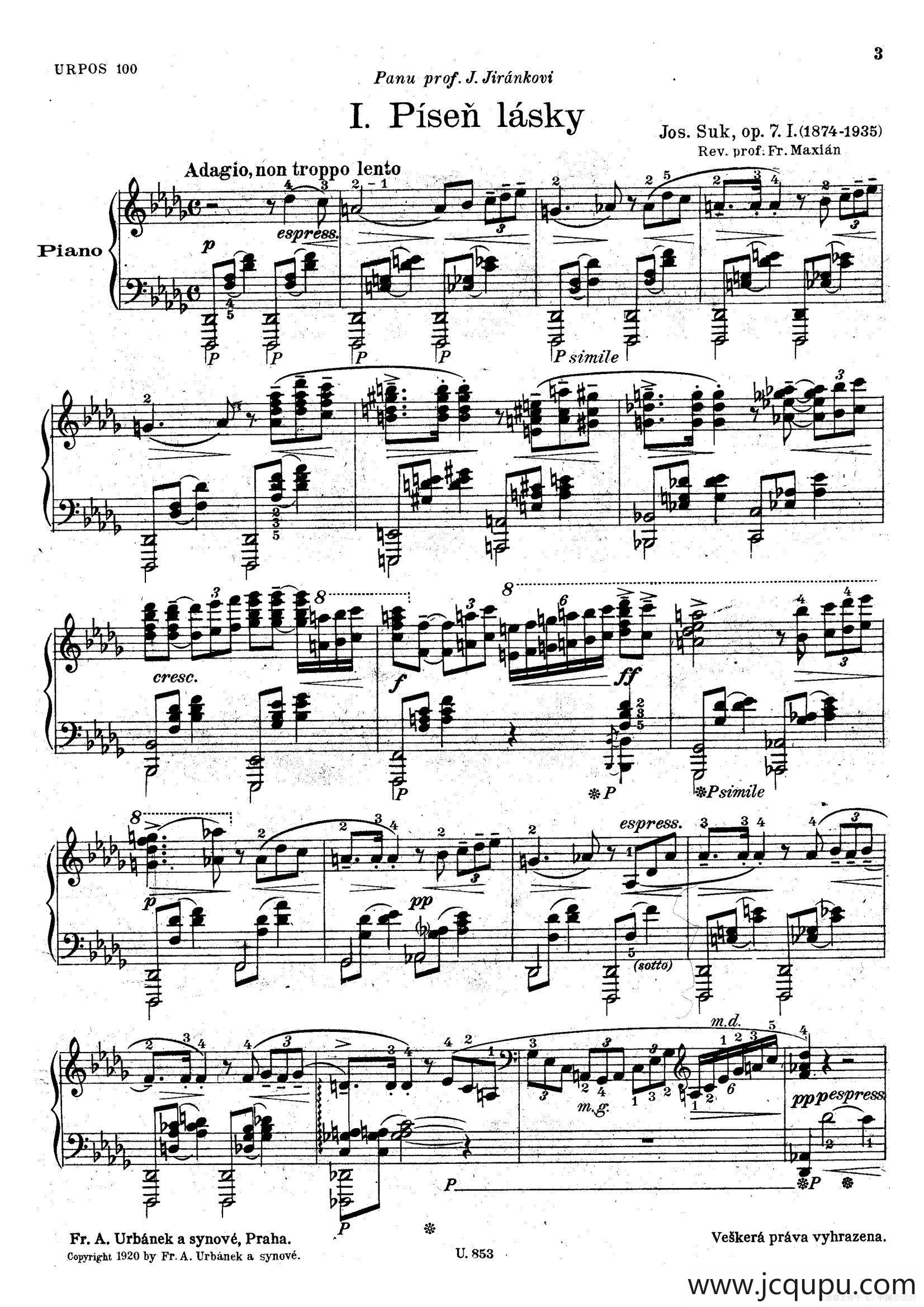 Six Piano Pieces Op.7（6首钢琴小品·Ⅰ）简谱