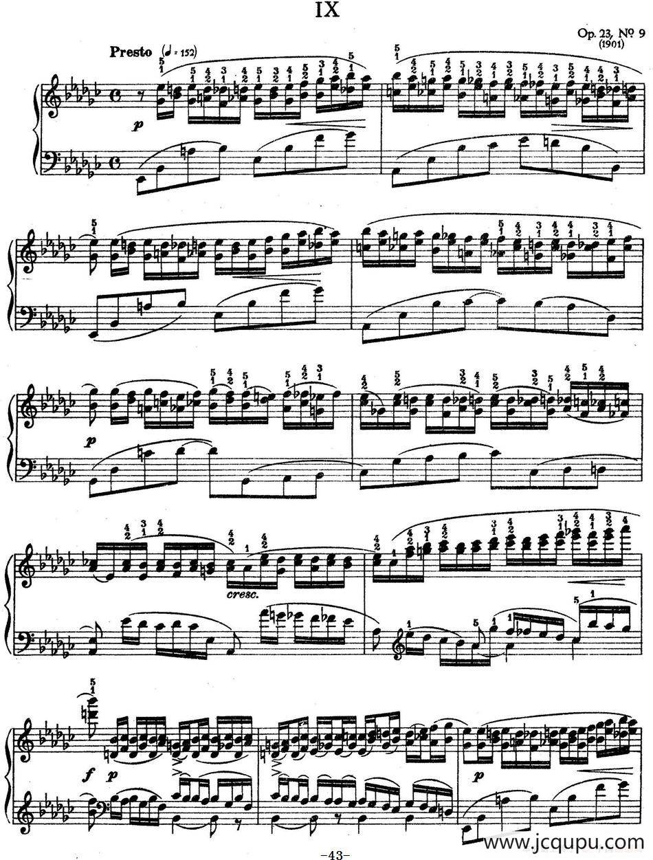 10 Preludes Op.23（拉赫玛尼诺夫10首前奏曲·Ⅸ）简谱