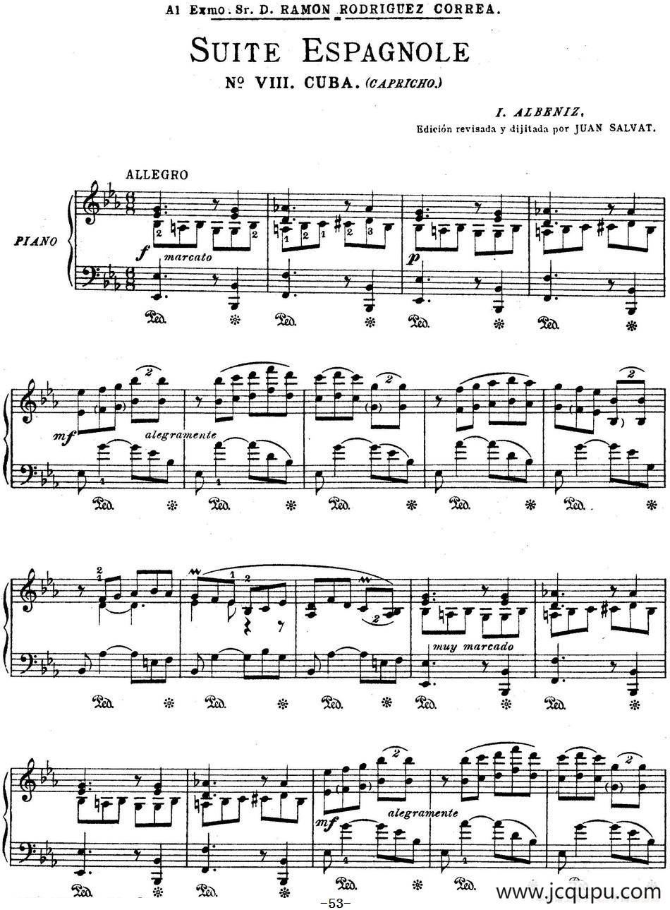 Suite Espanola Op.47（西班牙组曲·Ⅷ）简谱