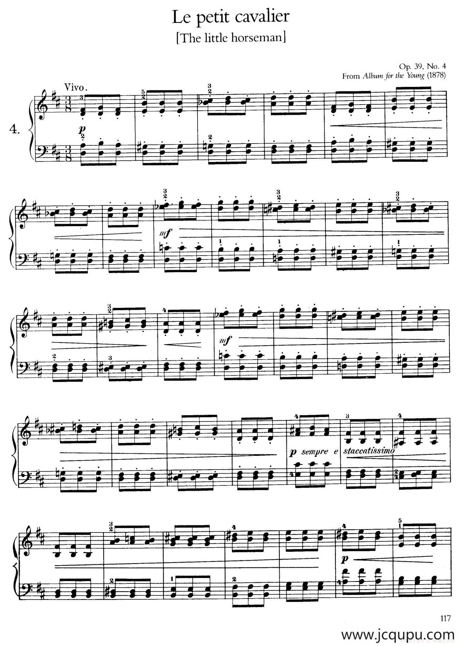 Album for the Young Op.39（儿童钢琴曲集）（4. 小骑士 Little horseman）简谱