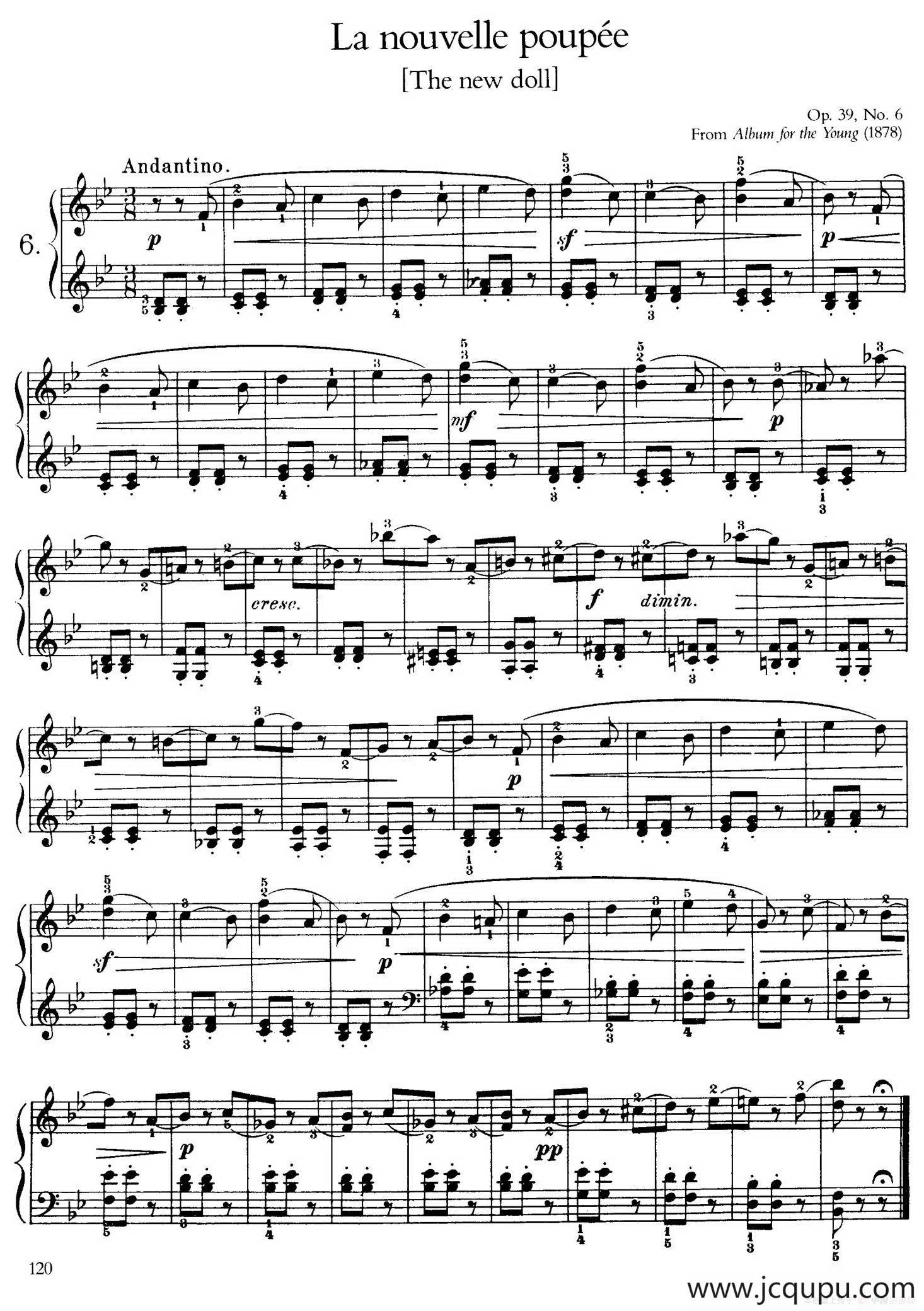 Album for the Young Op.39（儿童钢琴曲集）（6. 新洋娃娃 The New Doll）简谱