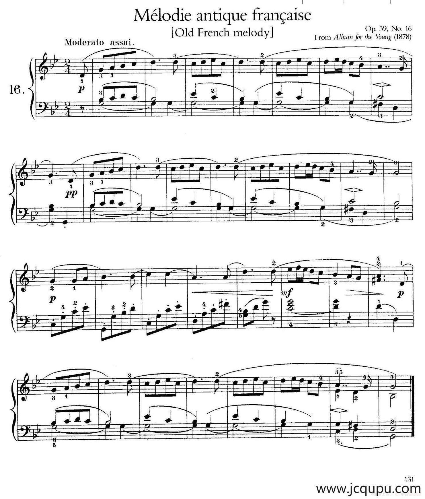 Album for the Young Op.39（儿童钢琴曲集）（16. 古老的法国旋律 Old French Melody）简谱