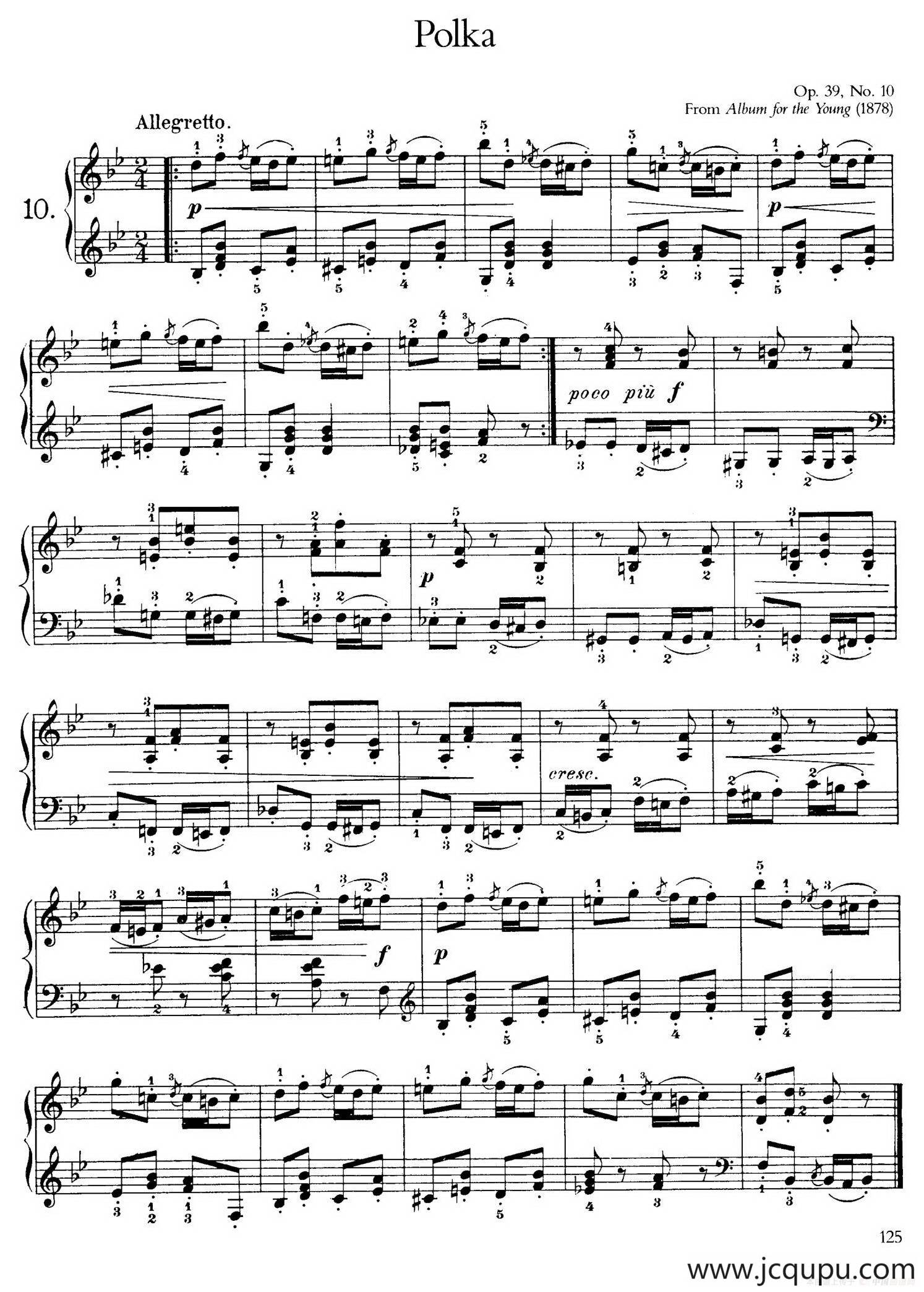Album for the Young Op.39（儿童钢琴曲集）（10. 波尔卡 Polka）简谱