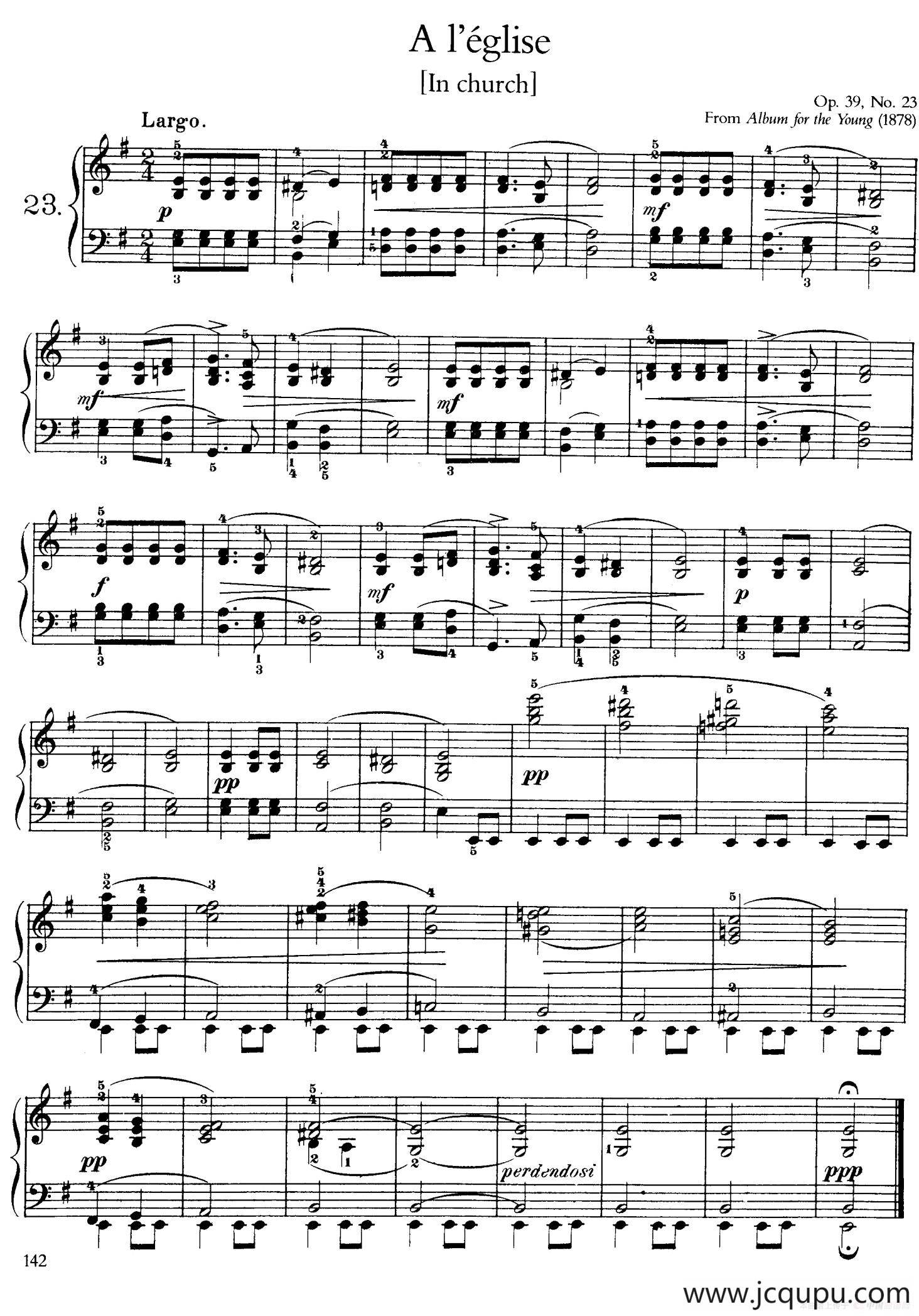 Album for the Young Op.39（儿童钢琴曲集）（23. 在教堂 In Church）简谱