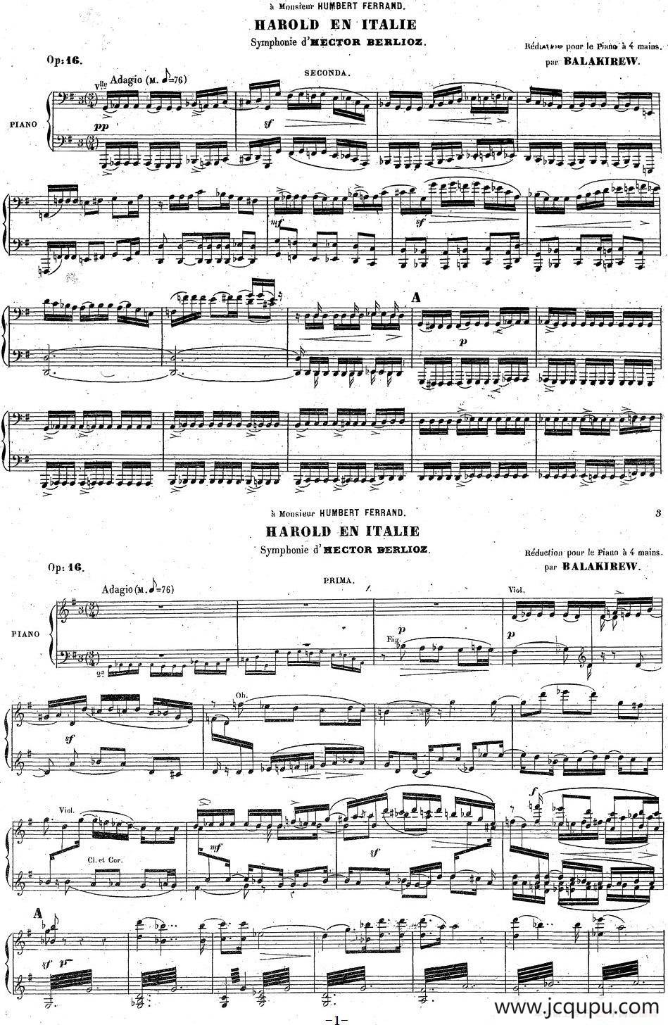 Harold en Italie Op.16 - 4 Hands（哈罗尔德在意大利·四手联弹）（P1——10）简谱