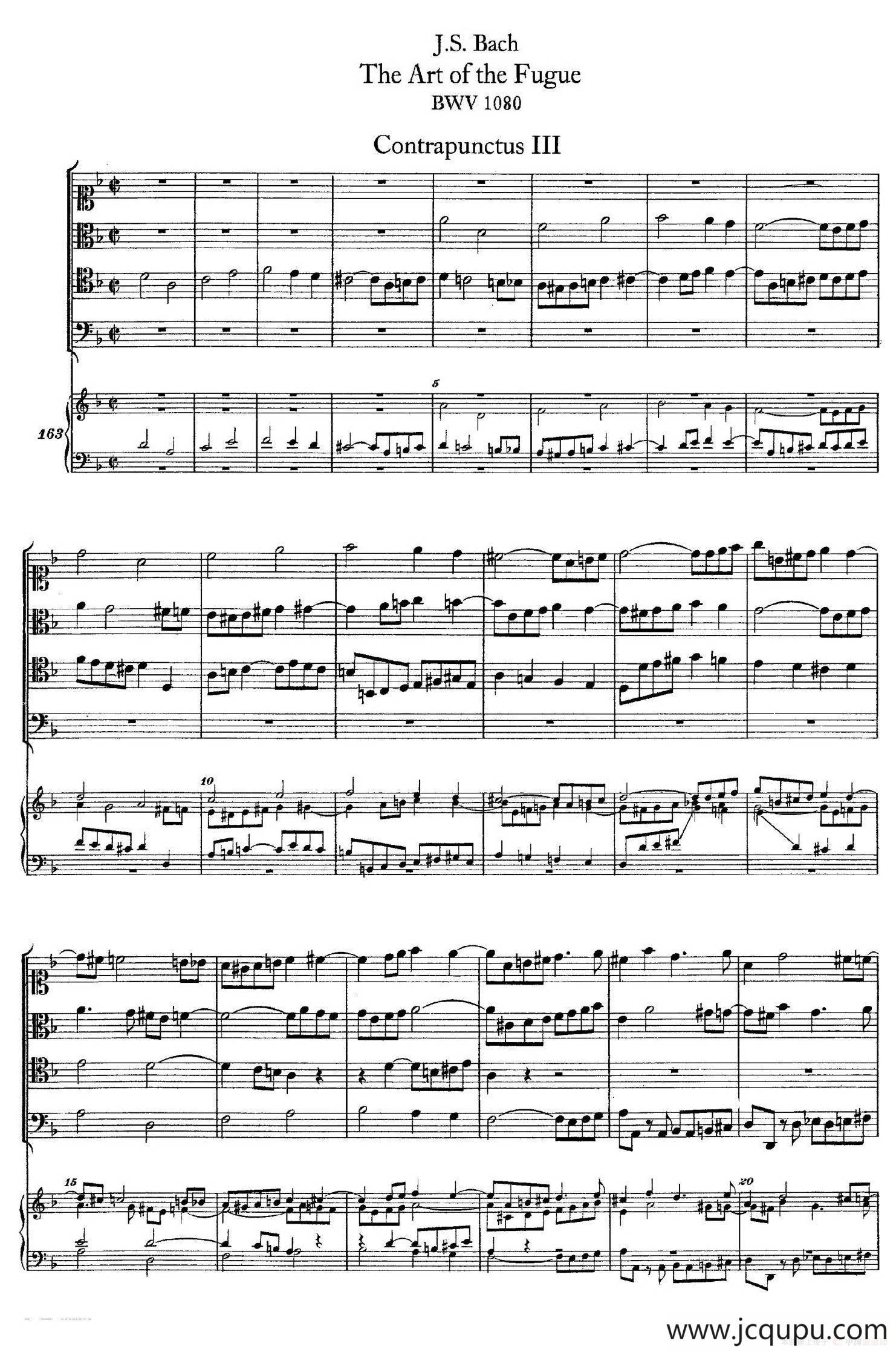 The Art of the Fugue BWV 1080（赋格的艺术-III）简谱