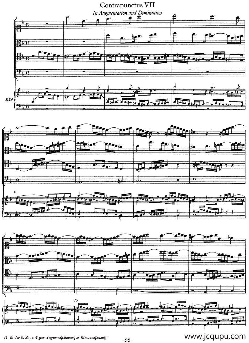 The Art of the Fugue BWV 1080（赋格的艺术-VII）简谱