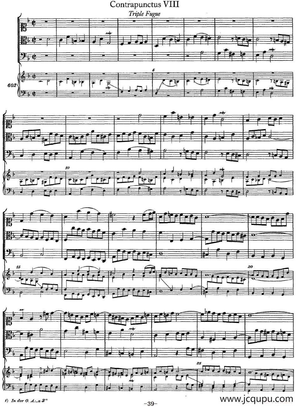 The Art of the Fugue BWV 1080（赋格的艺术-VIII）简谱