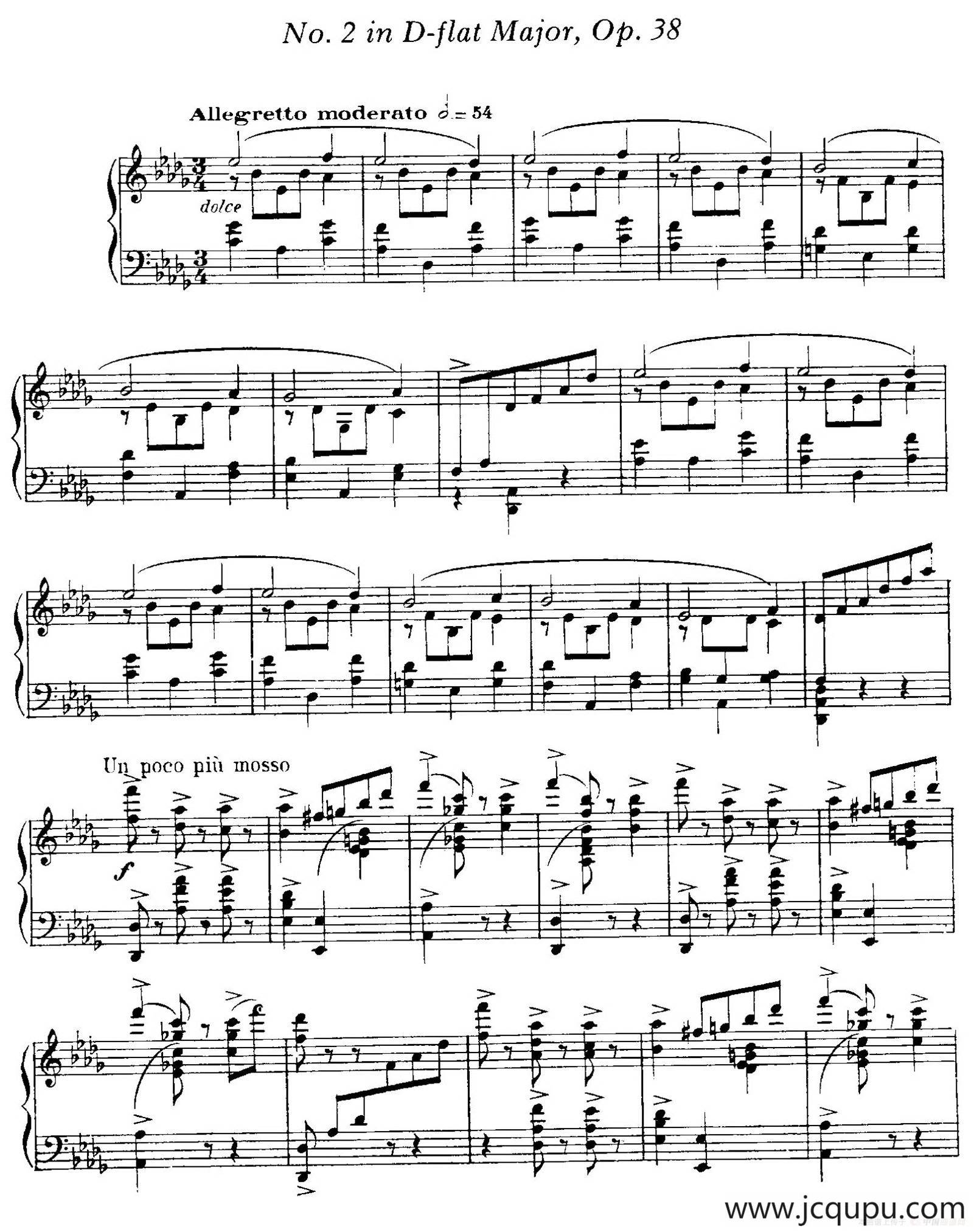 4 Valses Caprice（4首随想圆舞曲）（Op.38 No. 2 in D-flat）简谱