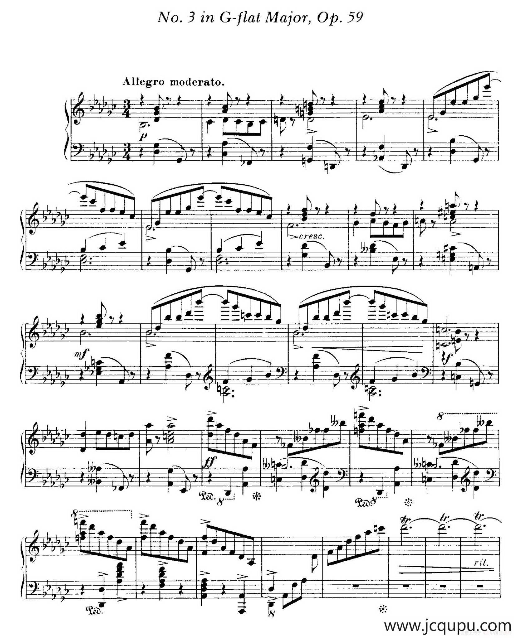 4 Valses Caprice（4首随想圆舞曲）（Op.59 No. 3 in G-flat ​）简谱