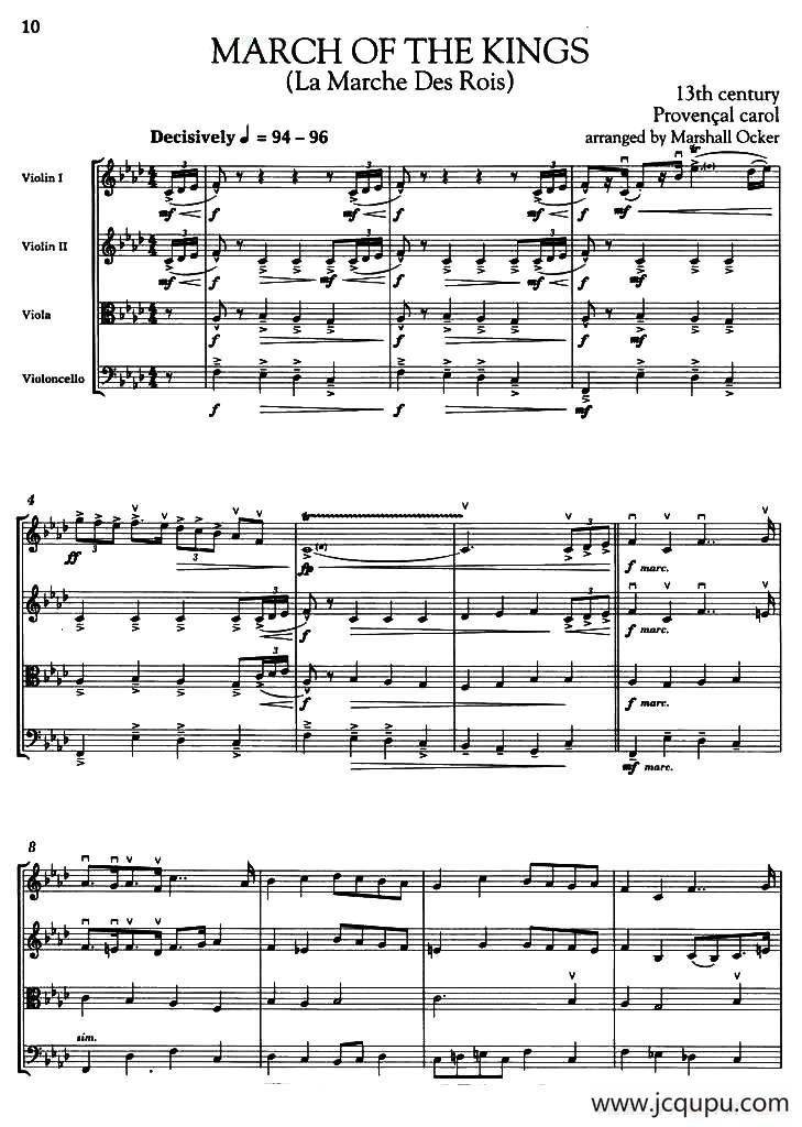 MARCH OF THE KINGS（圣诞音乐、弦乐四重奏）简谱