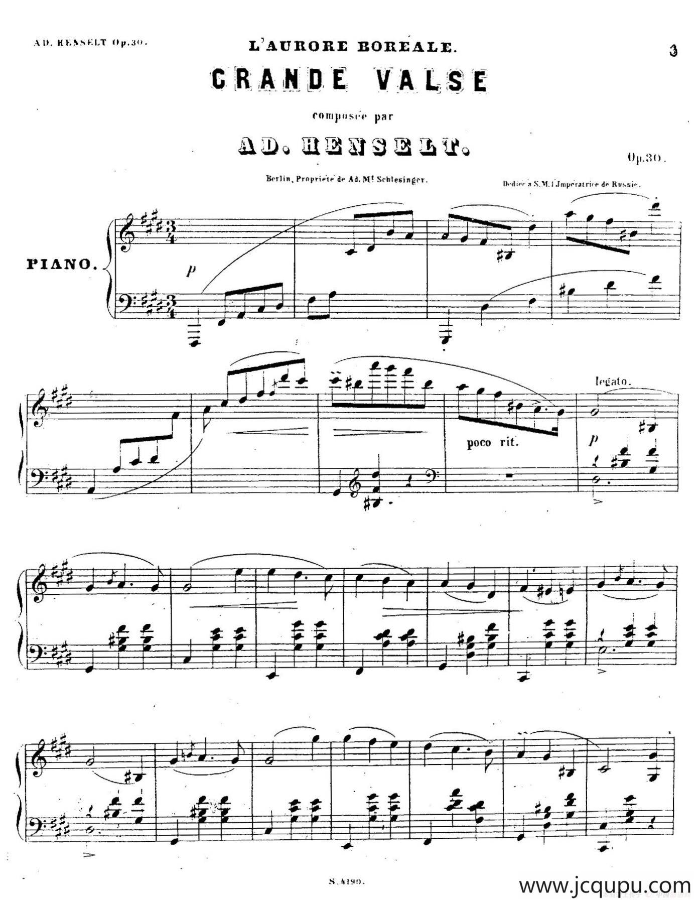 L'aurore Boréale Op.30（华丽的圆舞曲“北极光”）简谱