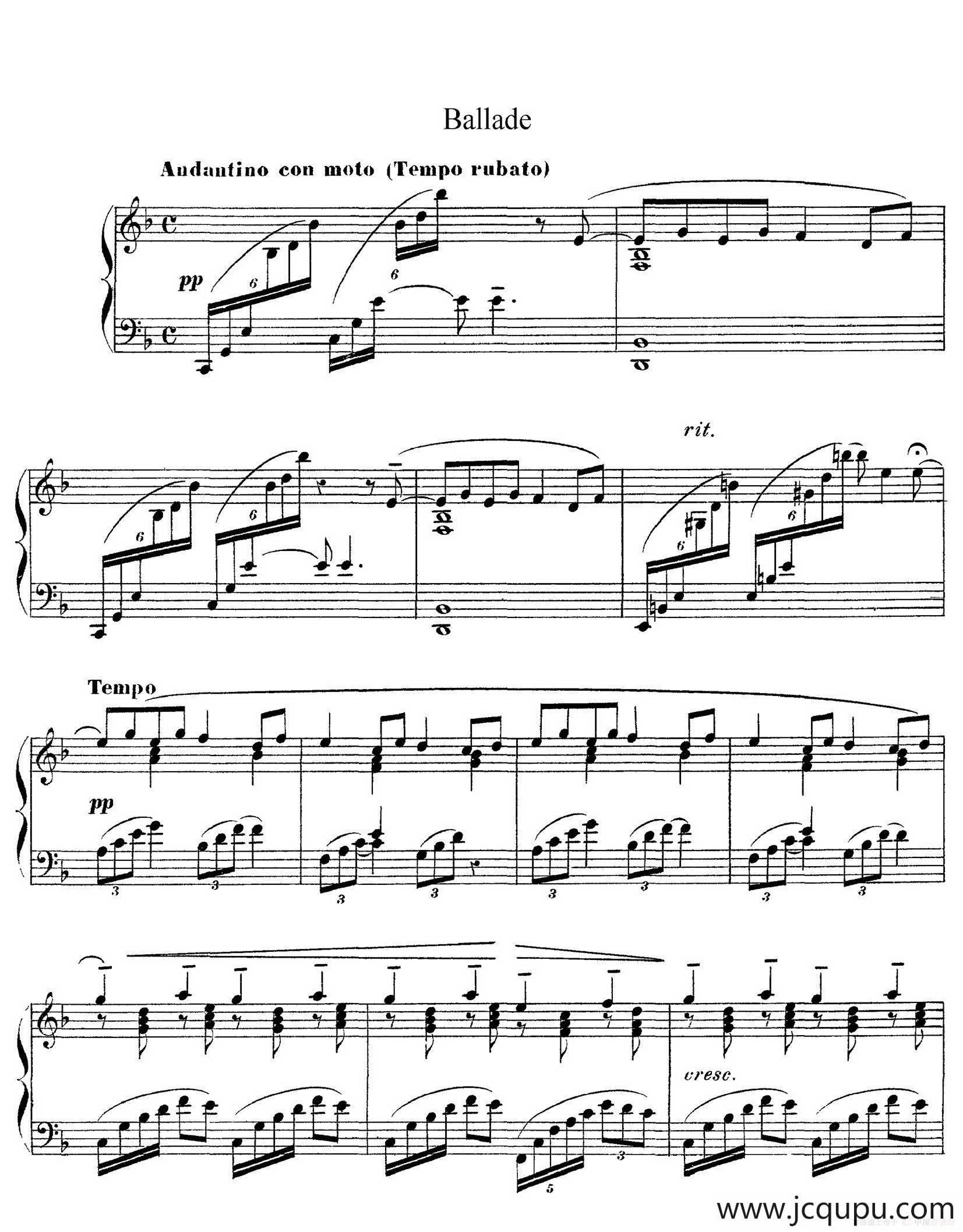 Ballade in F Major（F大调叙事曲）简谱