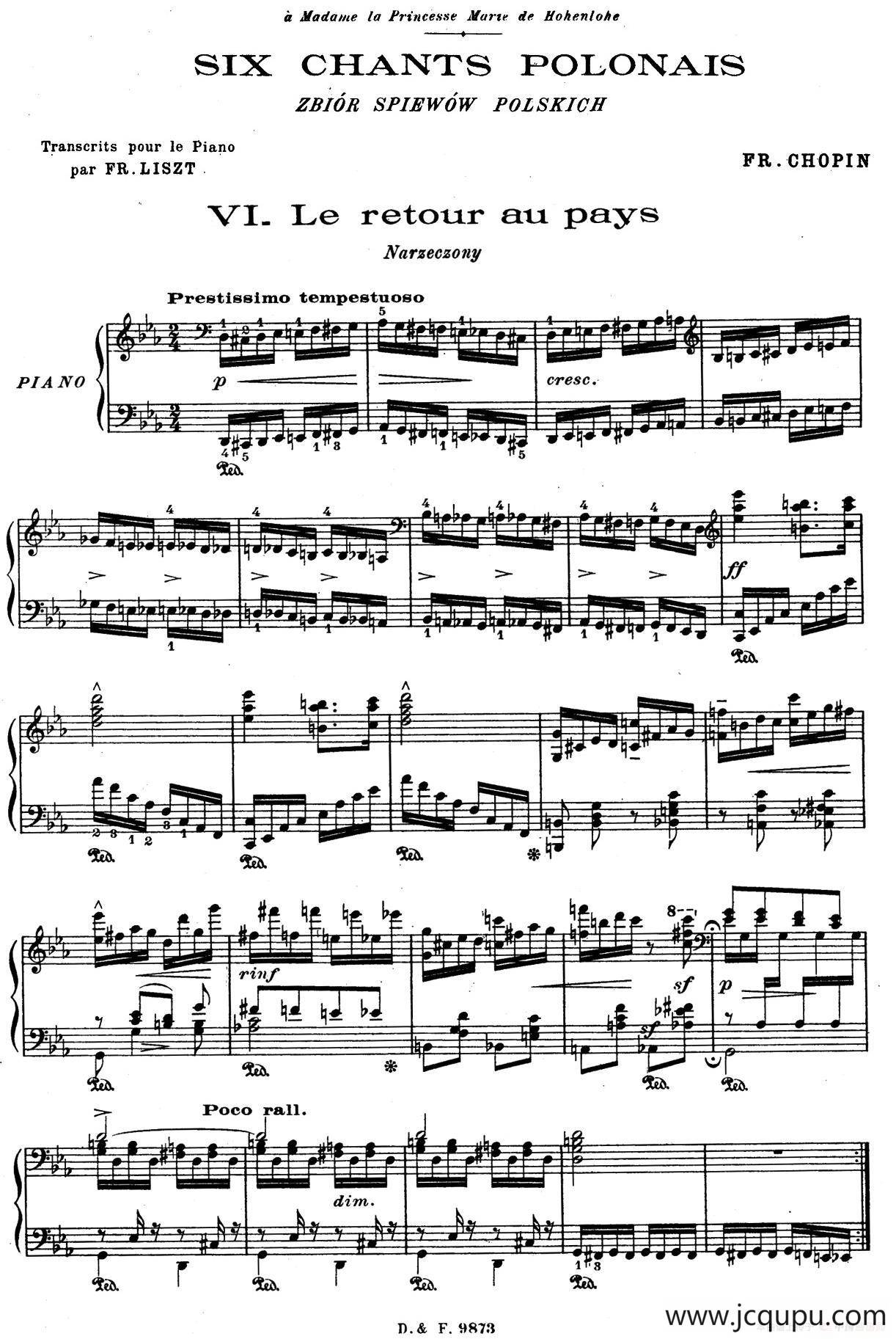 6 Chants Polonais S.480（6首波兰歌曲·Ⅵ）简谱