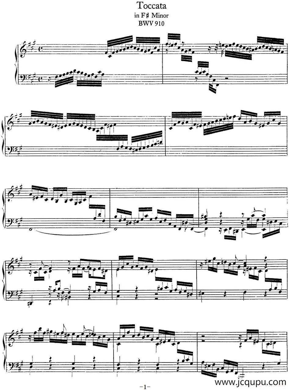 Toccata BWV 910（7首托卡塔·No.1 #F小调）简谱