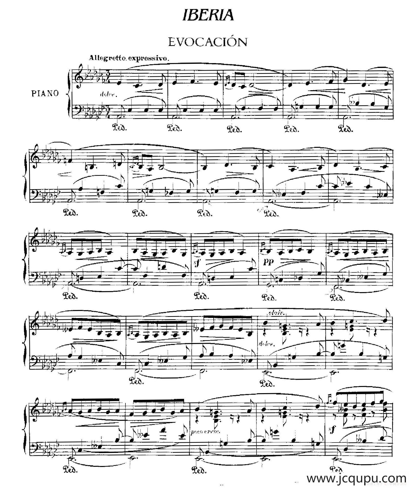 伊贝利亚组曲：EVOCACION简谱