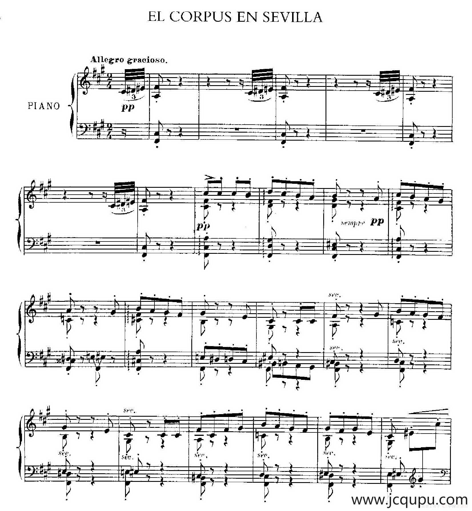 伊贝利亚组曲：EL CORPUS EN SEVILLA简谱