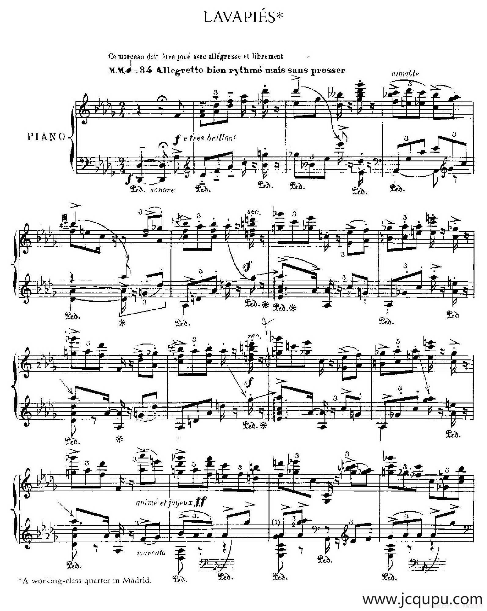 伊贝利亚组曲：LAVAPIES简谱