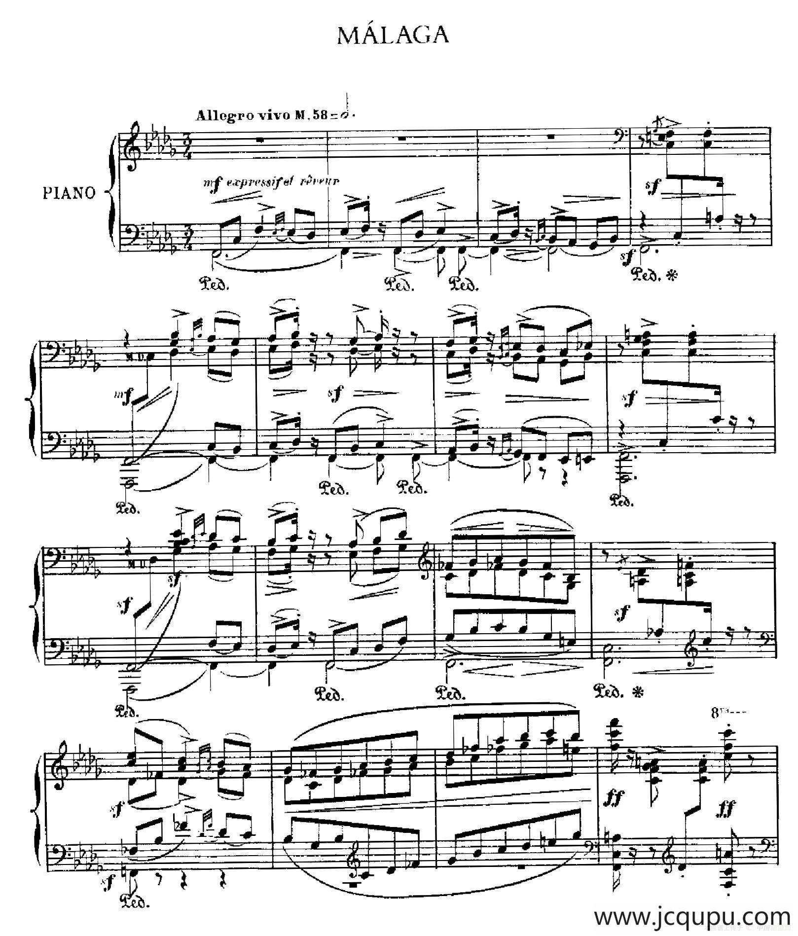 伊贝利亚组曲：MALAGA简谱