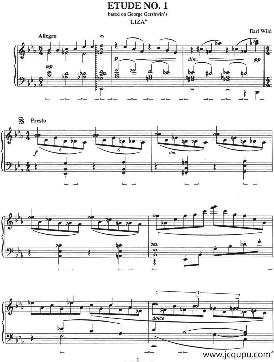 Etude 1.Liza（乔治·格什温练习曲·1、莉萨）简谱