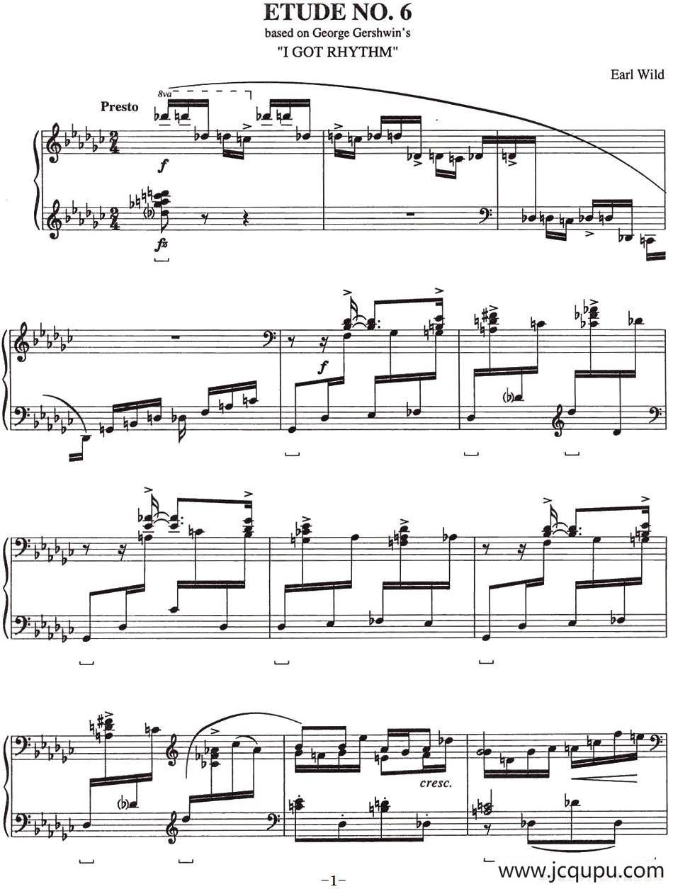 Etude 6 I Got Rythm（乔治·格什温练习曲·6、我的节奏）简谱