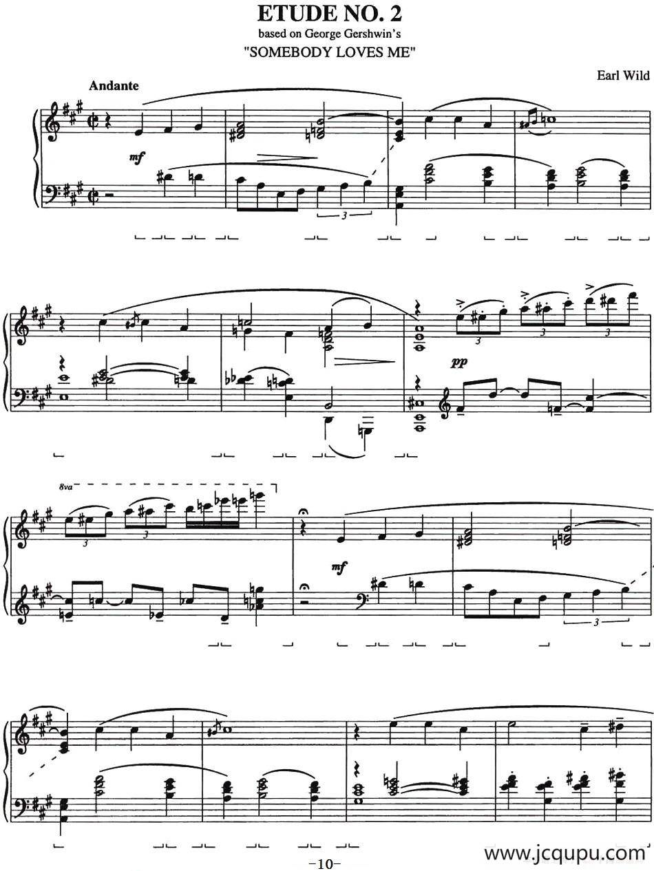 Etude 2.Somebody Loves Me（乔治·格什温练习曲·2、他深爱着我）简谱