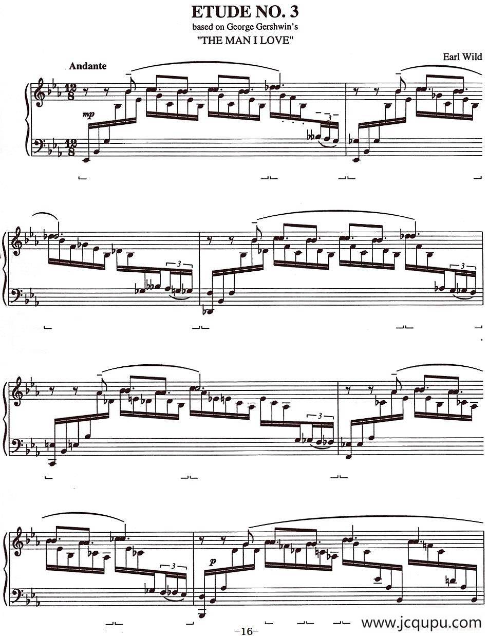 Etude 3.The Man I Love（乔治·格什温练习曲·3、我爱的男人）简谱