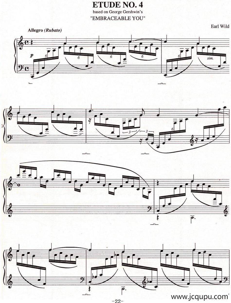 Etude 4.Embraceable You（乔治·格什温练习曲·4、拥抱你）简谱