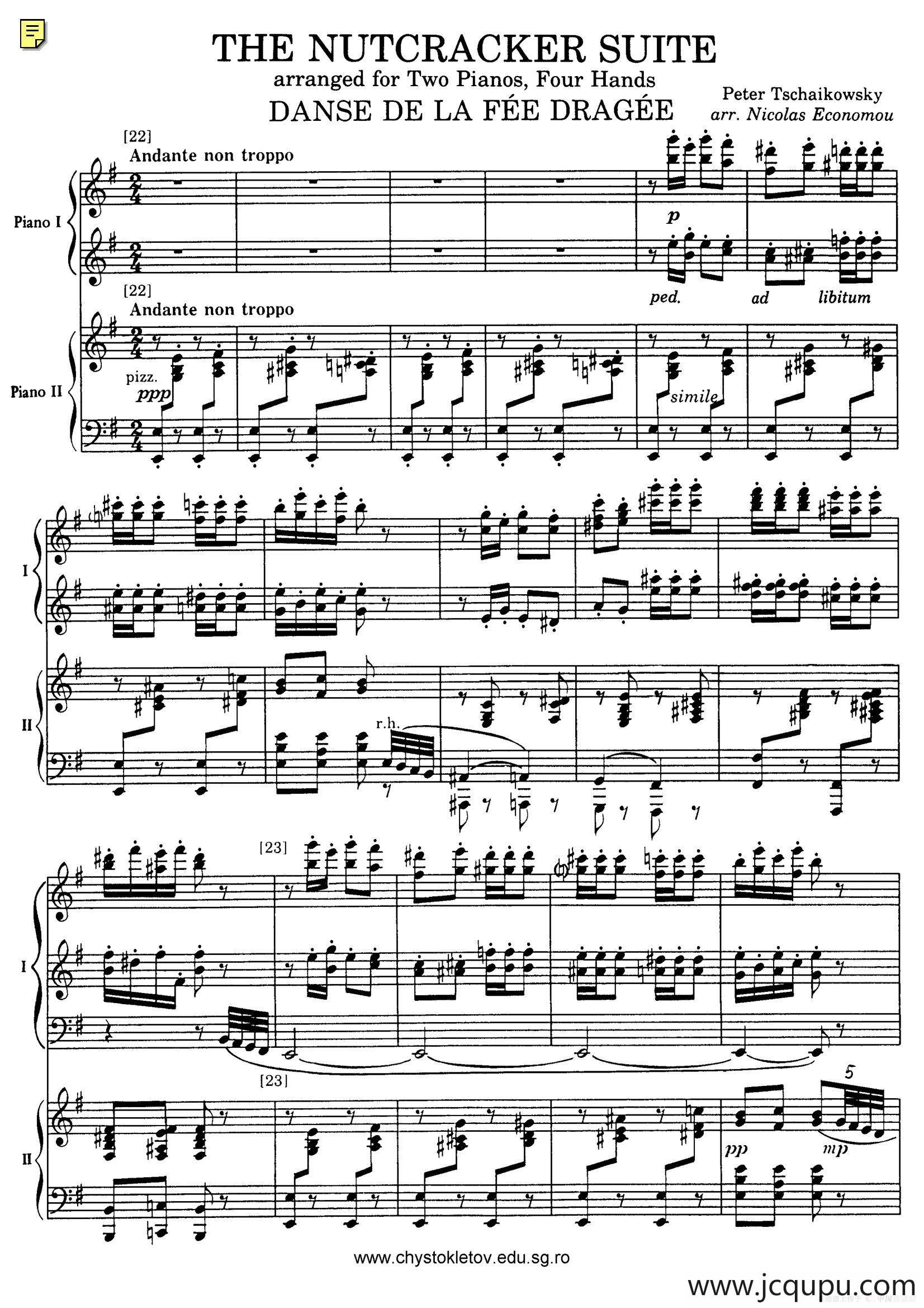 Nutcracker Op.71 芭蕾舞剧《胡桃夹子》（改编双钢琴版·第三部分）简谱