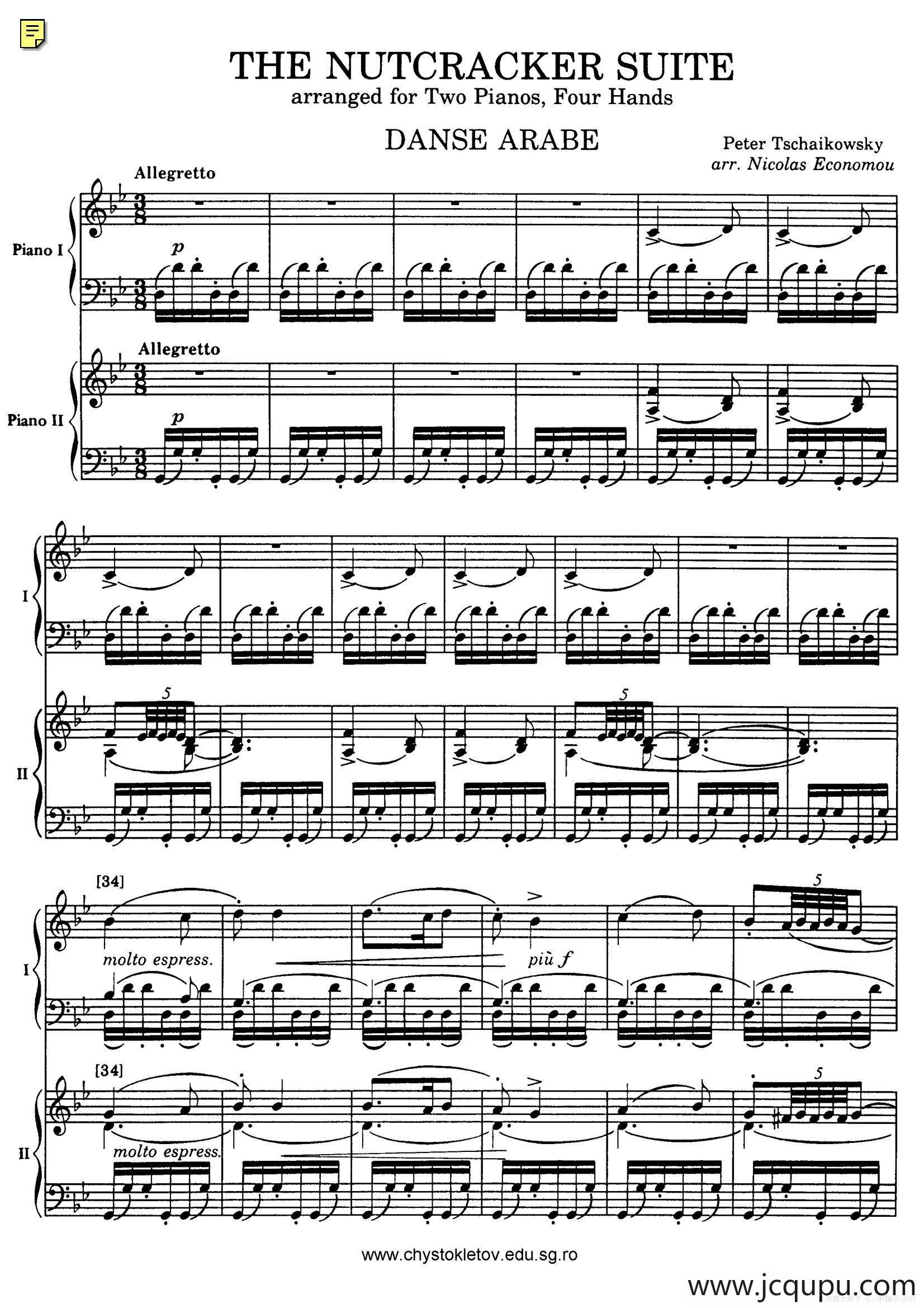 Nutcracker Op.71 芭蕾舞剧《胡桃夹子》（改编双钢琴版·第四部分）简谱