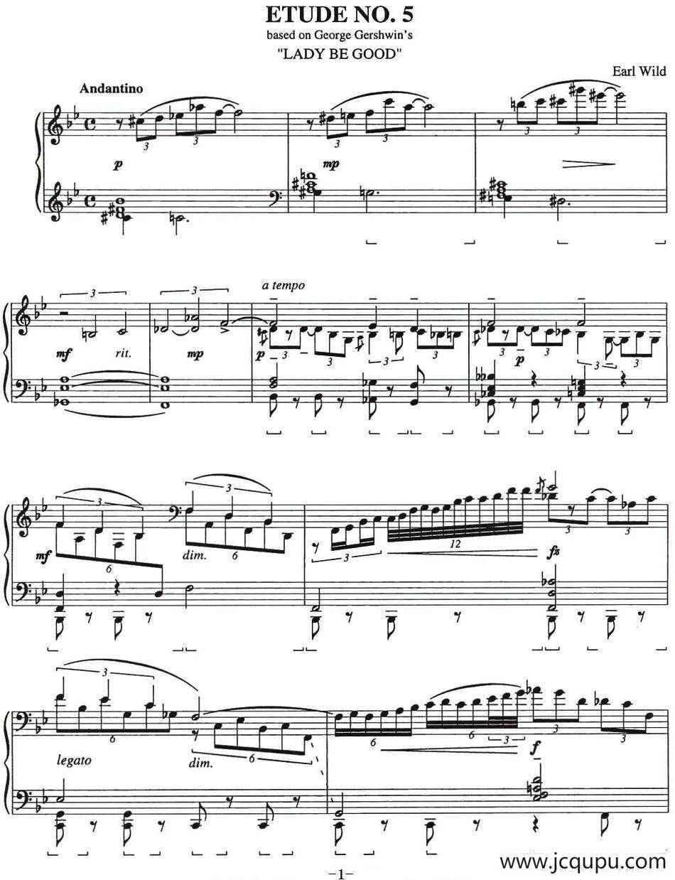 Etude 5.Lady Be Good（乔治·格什温练习曲·5、好女人）简谱