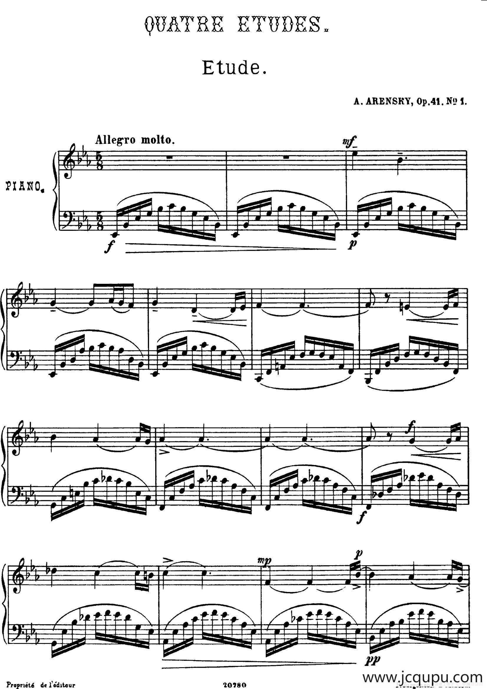 Quatre Etudes Op.41 Op.1（4首练习曲·1）简谱
