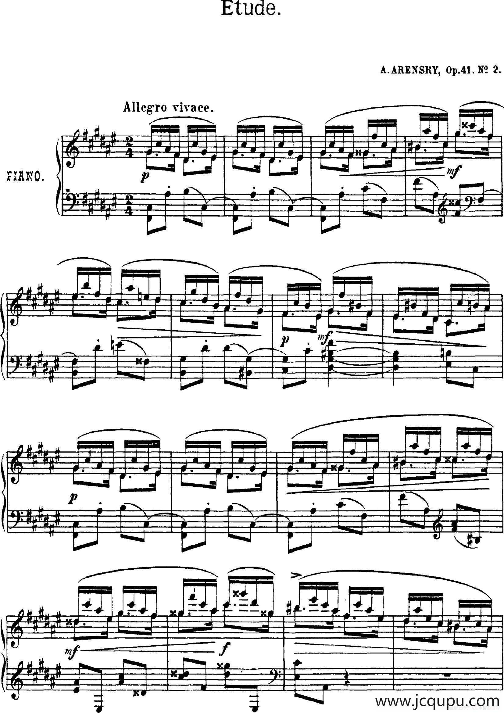 Quatre Etudes Op.41 Op.2（4首练习曲·2）简谱