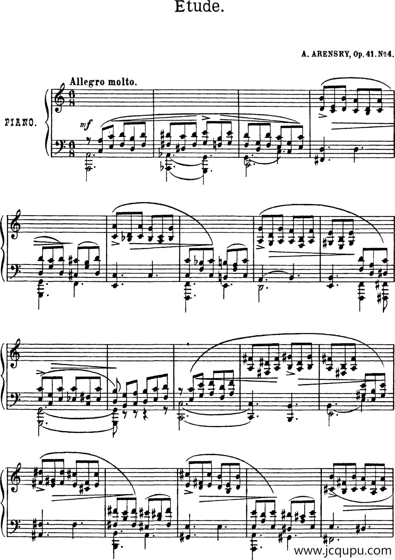 Quatre Etudes Op.41 Op.4（4首练习曲·4）简谱