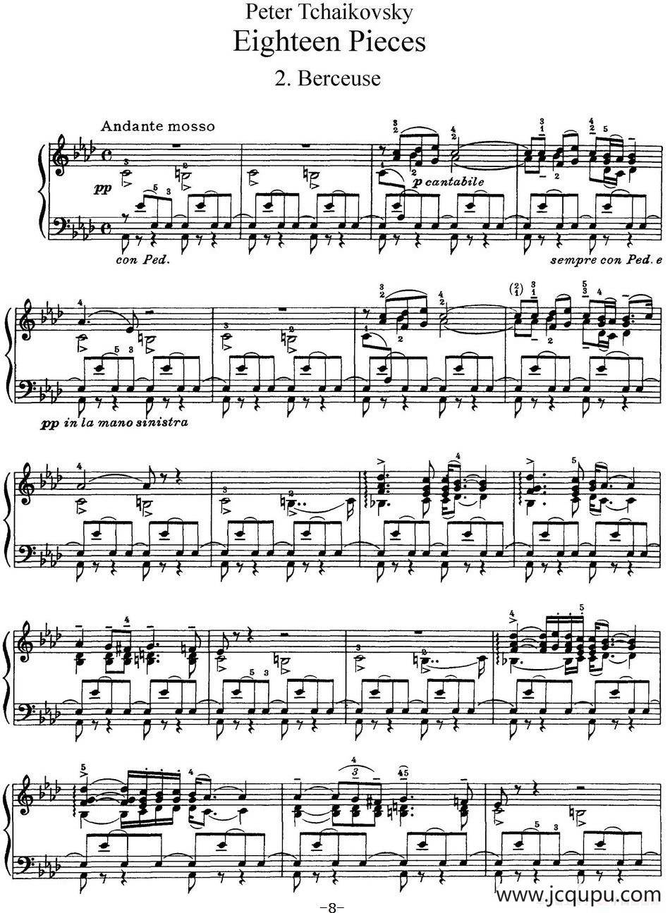 柴可夫斯基18首钢琴小品Op.72（2.Berceuse）简谱