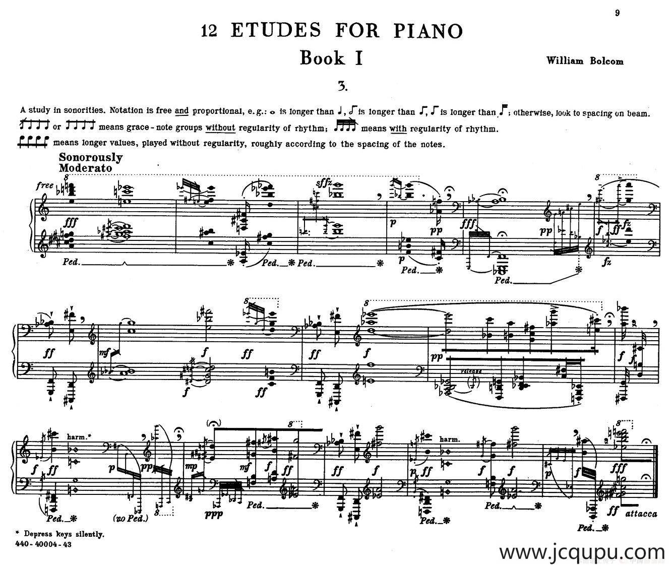12 Etudes for Piano（博尔科姆12首钢琴练习曲·3）简谱